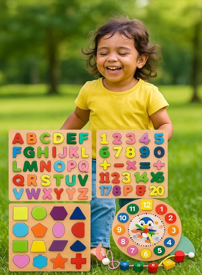 Dec Kitchenpro Montessori Wooden Puzzle Board for Toddlers | ABC Alphabet, Numbers | Toys | Educational Wooden Puzzle Set for Kids & Preschoolers Educational Toys for Brain Development (Model 1) - Image 4